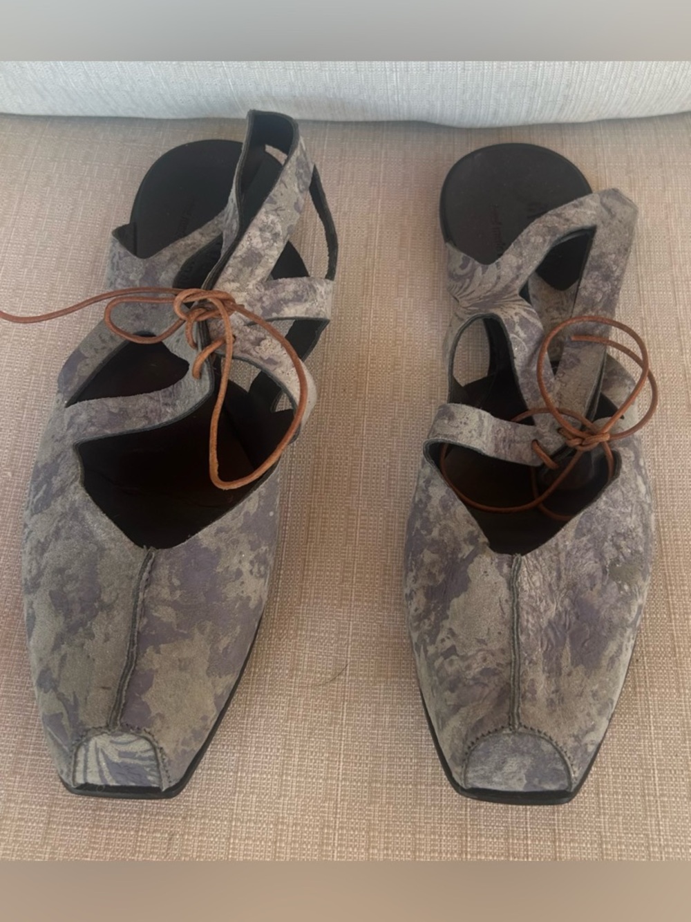 NWOB cydwoq Lace-Up Cutout Leather Sandal in Blue-Gray, size 10 (EU 41)